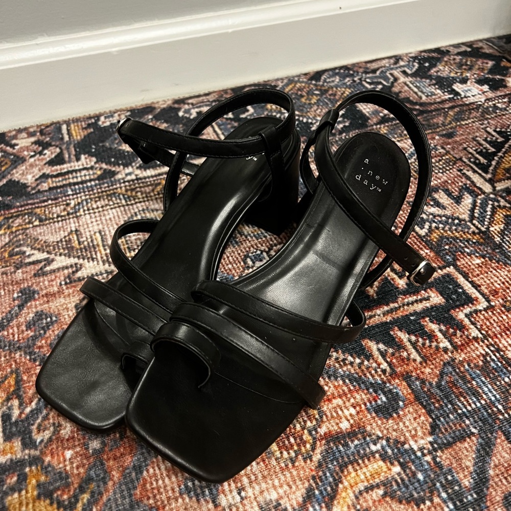 Black a new day strappy block heel